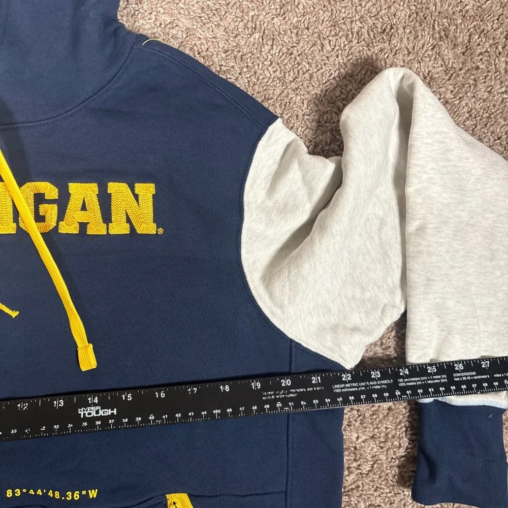 Jordan Mens Michigan Wolverines Hoodie Navy Gray Colorblock CN1583-419 Size S